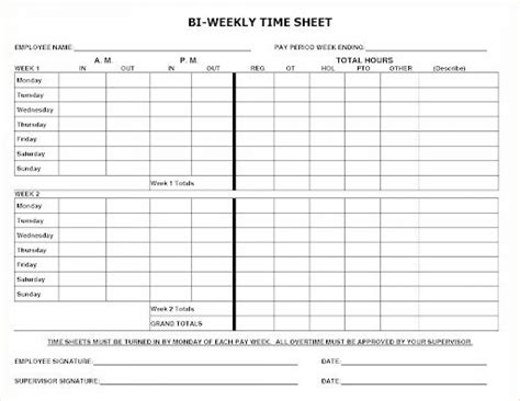 Free Printable Bi Weekly Timesheet Template Printable Templates