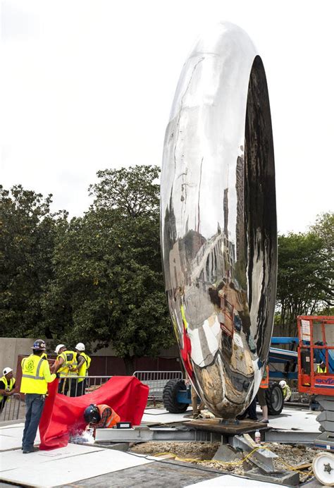 Stainless Steel Cloud Column Sculpture Set Up In Houston Texas