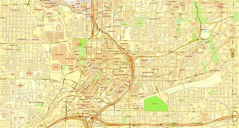 Atlanta Georgia Us Vector Map Adobe Illustrator Editable City Plan