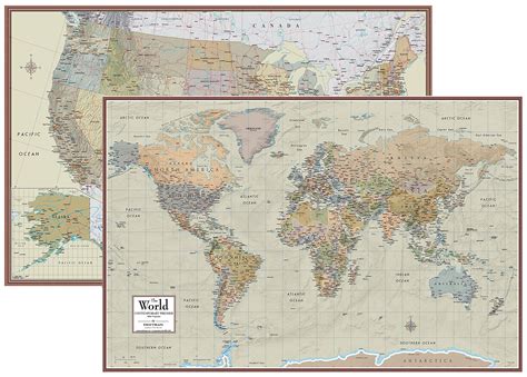 Mua Swiftmaps World And Usa Contemporary Premier D Two Wall Map Set X Laminated Tr N