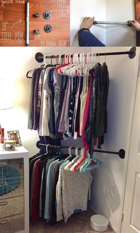 This corner closet offers a cloth hanging sections, a side cupboard with 3 drawers and 3 storage compartments! 12 Brilliant Ways to Create a DIY Corner Closet
