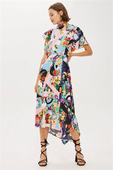 Floral Print Cowl Back Midi Dress Clothing Topshop Usa Midi Dresses