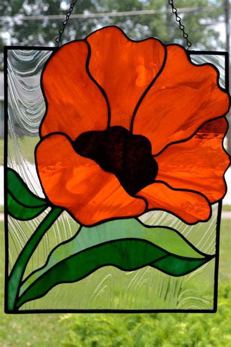 Poppy By Expressionsbymaryb On Etsy Stained Glass Panels Stained Glass Flowers Mosaic Glass