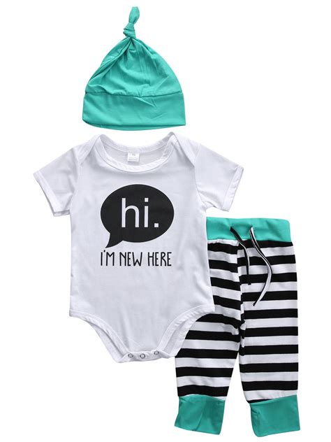 3pcs Kids Girl Boy Newborn Infant Baby Hattoppants Clothes Outfit