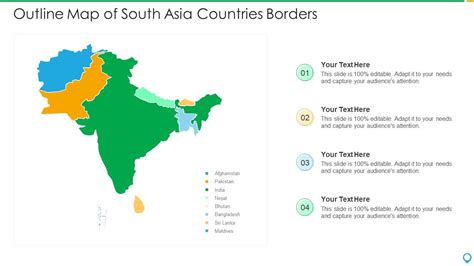 Outline Map Of South Asia Countries Borders Presentation Graphics