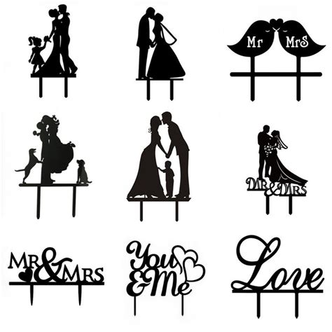 Wedding Cake Toppers With Mr And Mrs Silhouettes