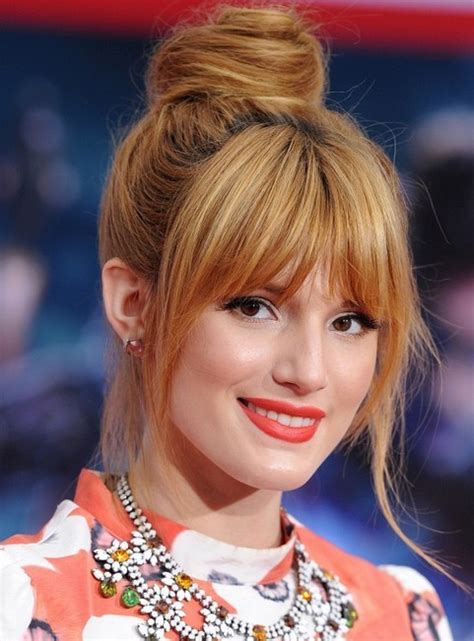 Hairstyle hair color hair care formal celebrity beauty. Bella Thorne Long Hairstyle: Hair Knot with Slightly Side ...