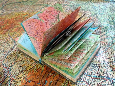 Opened Old Atlas Book On The Spread Map Stock Image Image Of