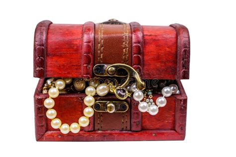 Vintage Treasure Chest Full Of Jewelry And Accessories Isolated On