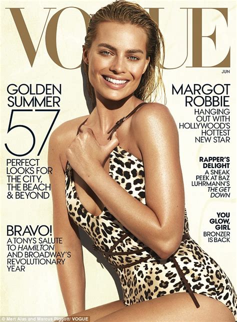 Margot Robbie In Leopard Print Swimsuit On The Cover Of Us Vogue Daily Mail Online