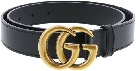 Gucci Gucci Womens Black Leather Belt With Double G Buckle 30