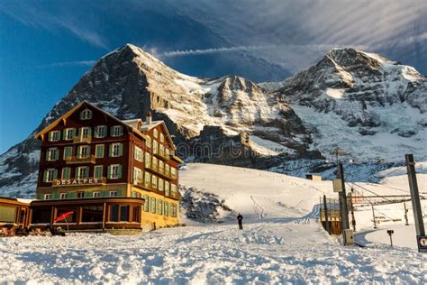 View Of The Ski Resort Jungfrau Wengen In Switzerland Editorial