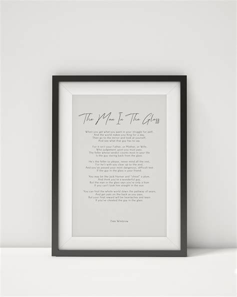 The Man In The Glass Print Framed Poem By Dale Wimbrow Etsy Canada