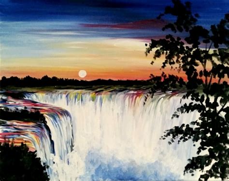 Learn To Paint Waterfalls And Sunset