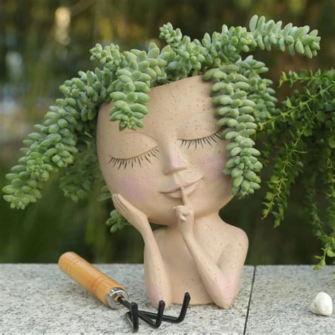 Girl Face Head Flower Planter Head Planter Succulent Etsy Uk