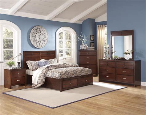 New Classic Kensington 4 Pc Panel Storage Bedroom Set In Burnished Cherry