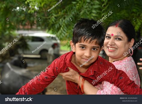 Indian Happy Mother Holding Her Son Stock Photo 2219545443 Shutterstock