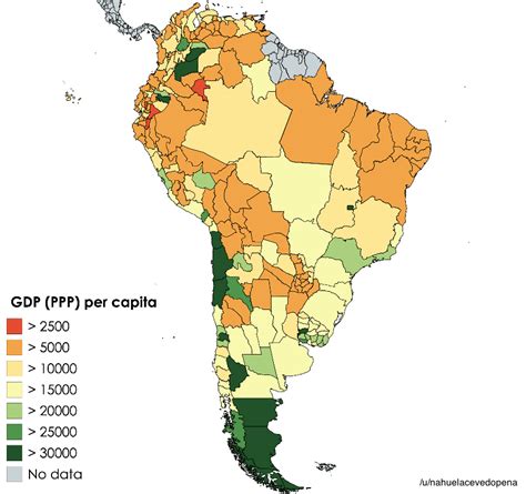 South American National Subdivisions By Gdp Per Capita 2017 Vivid Maps
