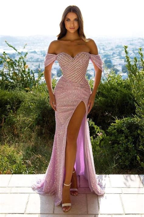 Bellasprom Sequins Mermaid Prom Dress Split Off The Shoulder