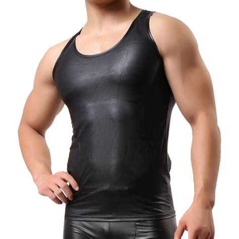 Brand New Sexy Tank Top Men Leather Tank Tops Men S Sleeveless Singlet