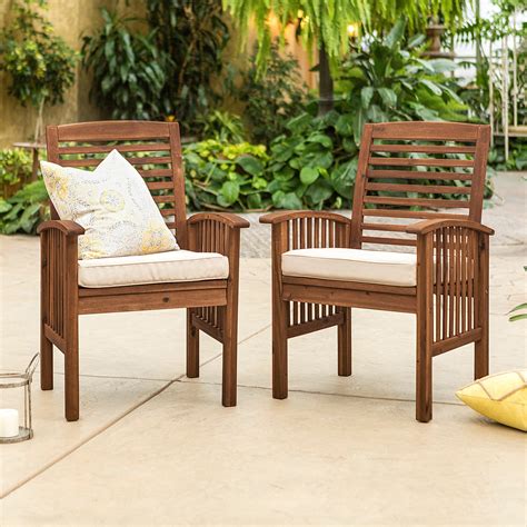 Create a comfortable space for relaxing or entertaining with patio chairs and other outdoor seating options from ace hardware. Acacia Wood Patio Chair Set with Cushions - Pier1 Imports