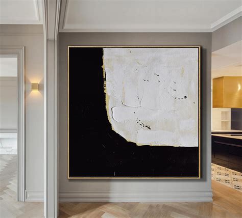 Black and White Abstract Painting Minimalist Art, Modern Wall Art Decor