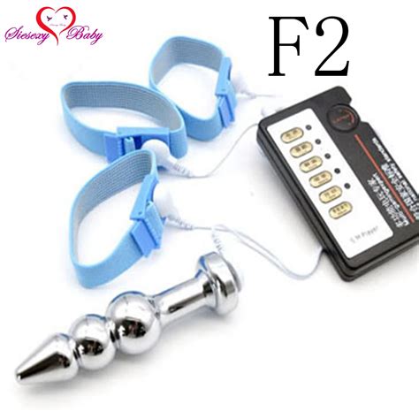 F2 Anal Electro Plug Beads Electric Shock Three Penis Ring Medical Themed Toys Electro