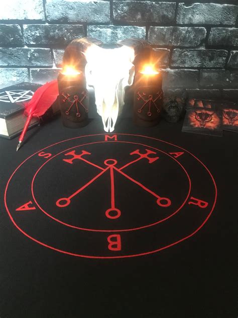 Marbas Tablecloth Goetia Demon Sigil Ritual Altar Hand Painted Occult