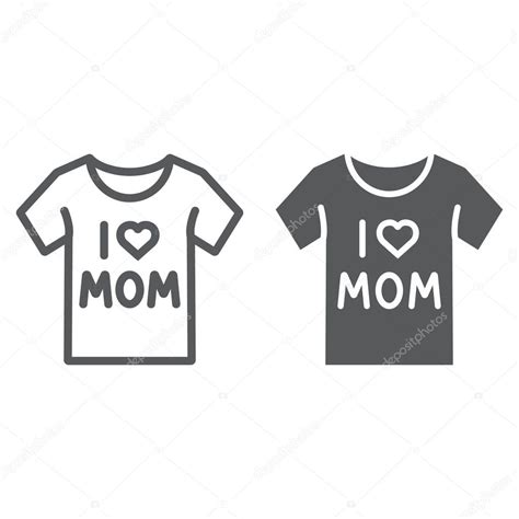 Me Encanta La Línea De La Camiseta De Mamá Y El Icono De Glifo Ropa Y
