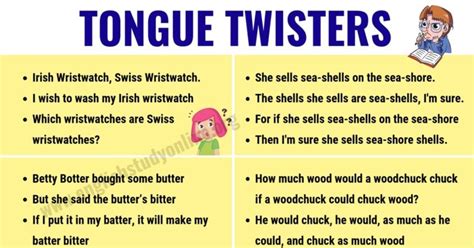 Tongue Twisters Popular Tongue Twisters To Improve Your
