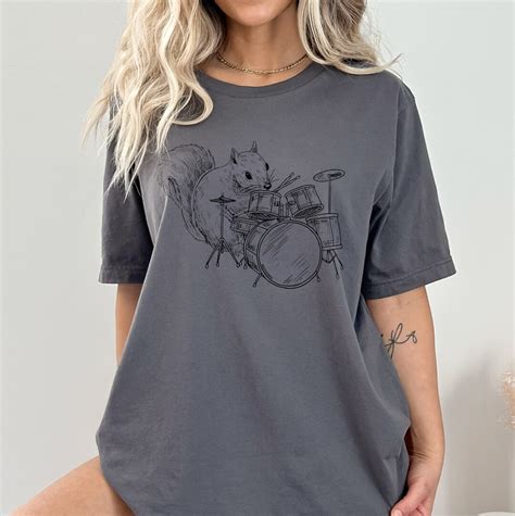 Squirrel Playing Drums Shirt Funny Squirrel Tee Drummer Shirt