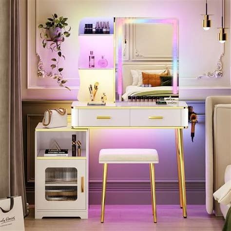 Llbiulife Vanity With Mirror Desk Dressing Table With Drawers