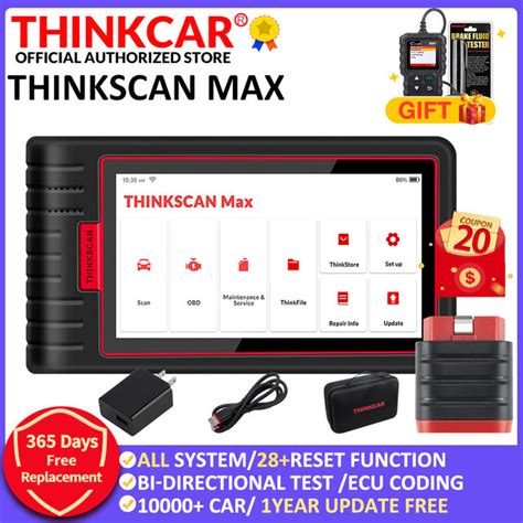 thinkcar thinkscan max automotive diagnostic tools full system obd2 scanner 28 reset ecu coding