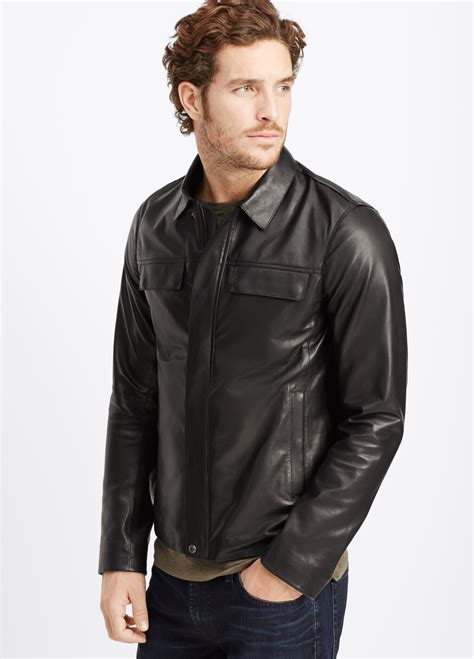 Lyst Vince Raw Edge Leather Jacket In Black For Men