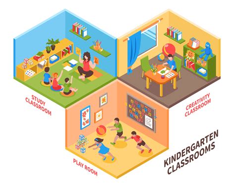 Kindergarten Indoor Isometric Illustration 480131 Vector Art At Vecteezy