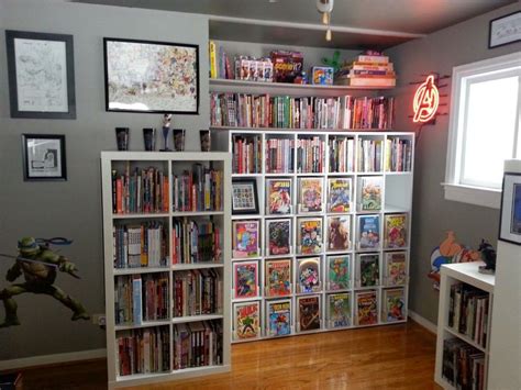 Jan 21, 2021 · 26. rem,arkable Comic Book Shelving by white wooden bookshelves placed on the laminated wooden ...