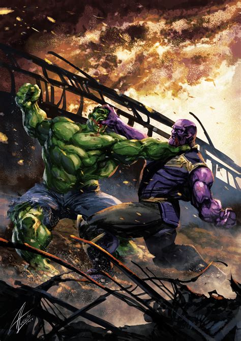 Artstation Hulk Vs Thanos