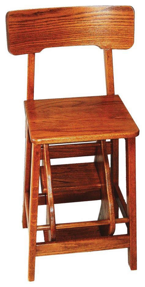 Amish Made Oak Step Stool With Back Transitional Ladders And Step