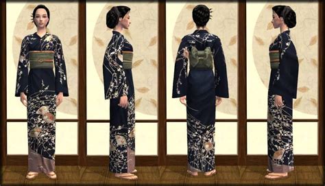 Mod The Sims Fan Pattern Kimono Asian Sims 2 Japanese Clothing