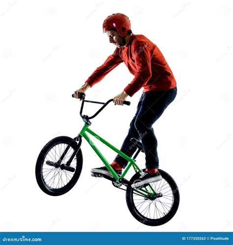 Bmx Rider Cyclist Cycling Freestyle Acrobatic Stunt Isolated White