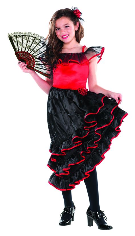 Girls Spanish Senorita Flamenco Dancer Fancy National Dress Costume Ages 3 11 Yr Ebay