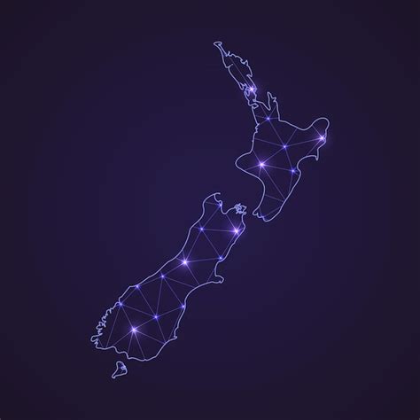 Premium Vector Digital Network Map Of New Zealand Abstract Connect