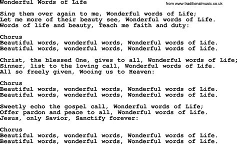 Baptist Hymnal Christian Song Wonderful Words Of Life