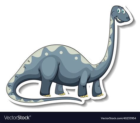 Brachiosaurus Dinosaur Cartoon Character Sticker Vector Image