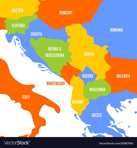 Political Map Of Balkans States Balkan Vector Image