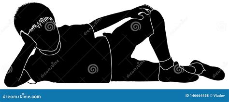 Lying Boy Silhouette Isolated Illustration Stock Vector Illustration