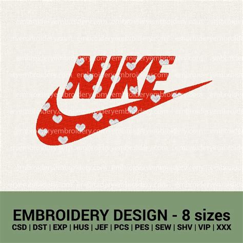 Nike Hearts Logo Valentines Machine Embroidery Design Files