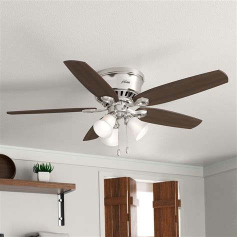 They are easy to find using names like: Hunter Fan 52'' Builder Low Profile 5 -Blade Flush Mount ...