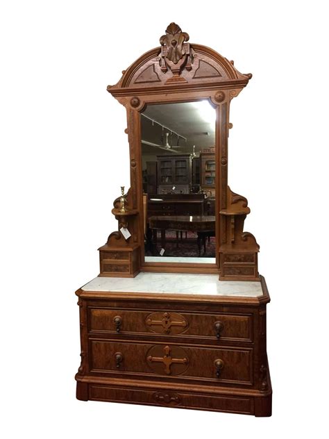 Antique glam vanity dresser mirror gold with rhinestones tilt top iron ware. Antique Victorian Marble Top Dresser With Mirror ...