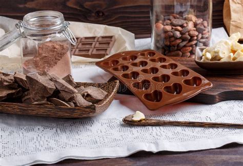 Preparation Handmade Chocolate Candies Stock Image Image Of Dessert